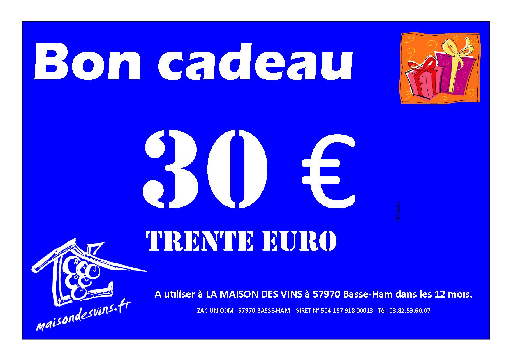 BON CADEAU 30 EUROS
